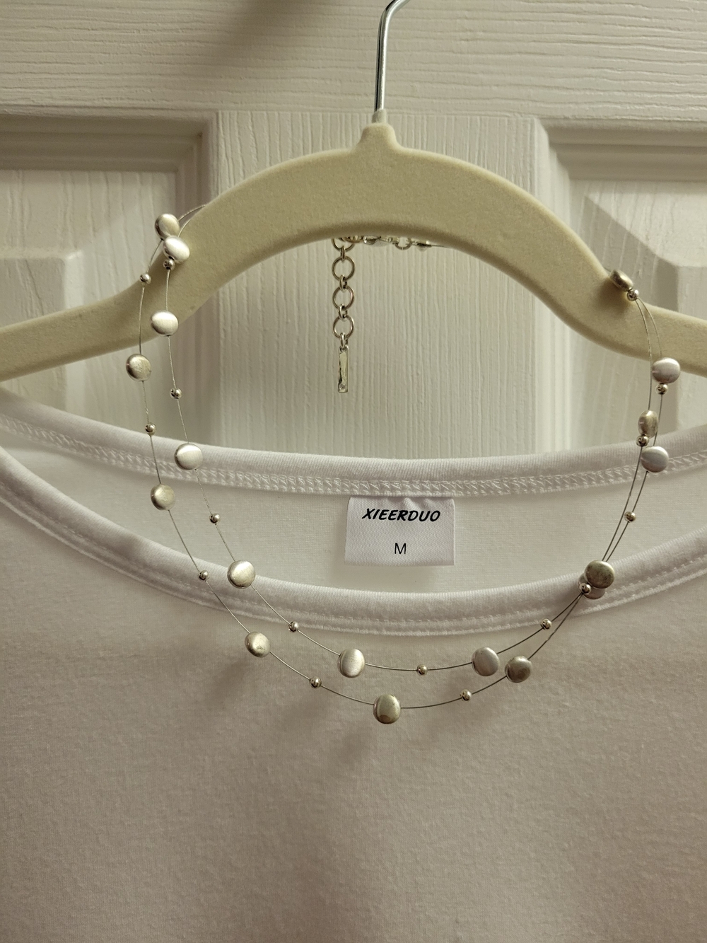 Nine West Silver Double-Strand Disc Necklace